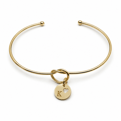 Semijoia Pulseira Bracelete Nozinho Inicial (K) 58mm Banho Ouro 18K