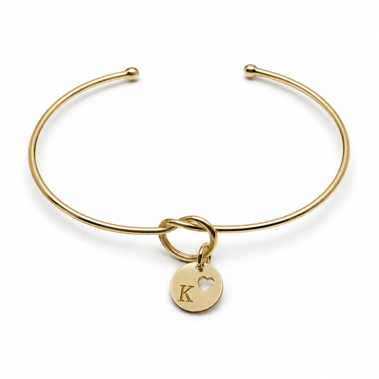 Semijoia Pulseira Bracelete Nozinho Inicial (K) 58mm Banho Ouro 18K