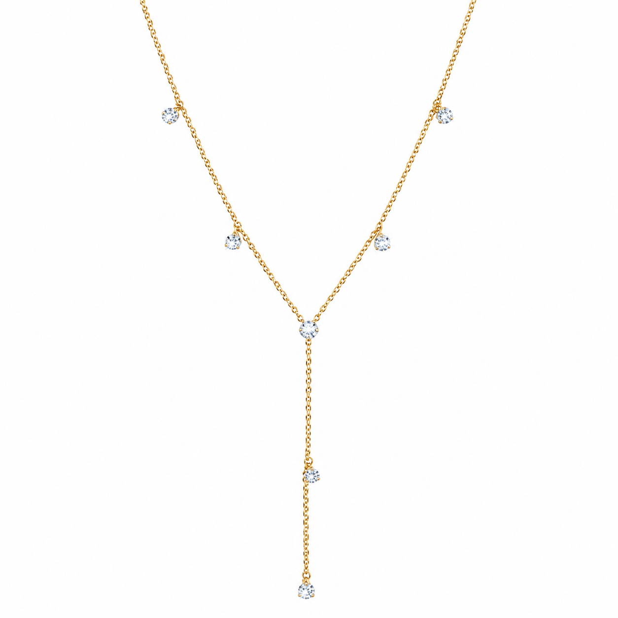 Semijoia Colar Gravata Gotinhas 42cm Banho Ouro 18K