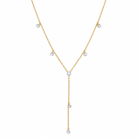 Semijoia Colar Gravata Gotinhas 42cm Banho Ouro 18K
