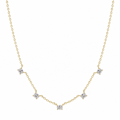 Semijoia Colar Choker 5 Pedras Ovais 40cm Banho Ouro 18K