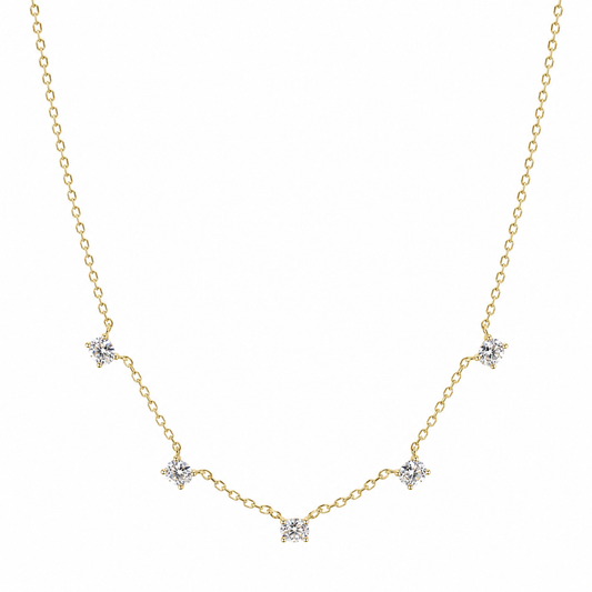Semijoia Colar Choker 5 Pedras Ovais 40cm Banho Ouro 18K