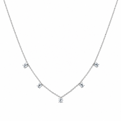 Semijoia Colar Choker 5 Pedras Ovais 40cm Banho Ródio