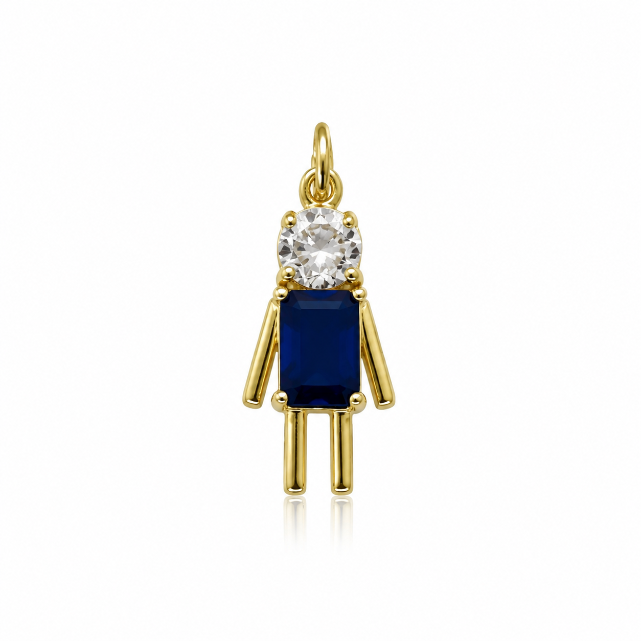 Semijoia Pingente Filho (A) Azul Com Zircônia 19mm Banho Ouro 18K