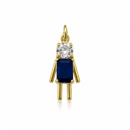 Semijoia Pingente Filho (A) Azul Com Zircônia 19mm Banho Ouro 18K