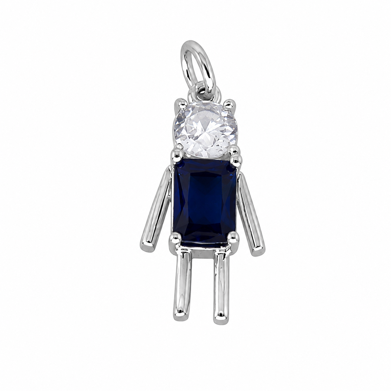 Semijoia Pingente Filho (A) Azul Com Zircônia 19mm Banho Ródio