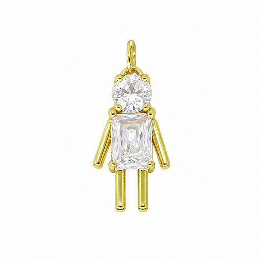 Semijoia Pingente Filho (A) Com Zircônia 19mm Banho Ouro 18K