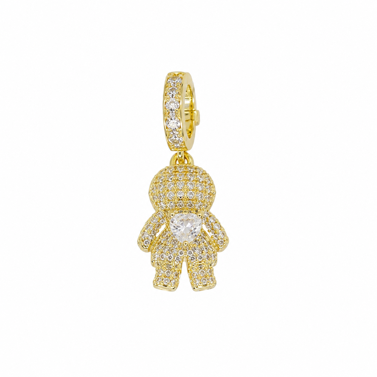 Semijoia Pingente Menino Cravejado 25mm Banho Ouro 18K