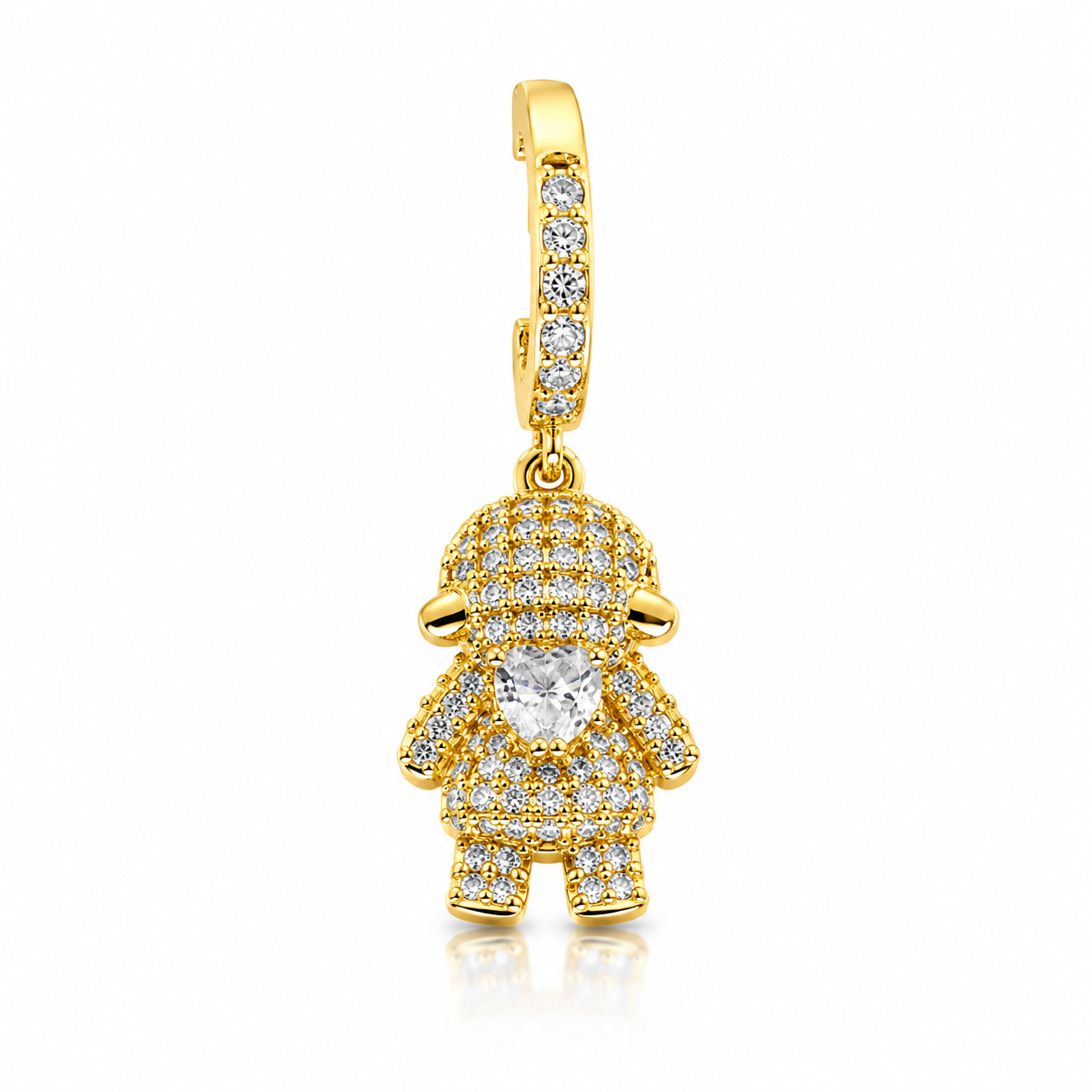Semijoia Pingente Menina Cravejado 25mm Banho Ouro 18k