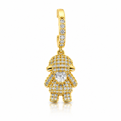 Semijoia Pingente Menina Cravejado 25mm Banho Ouro 18k