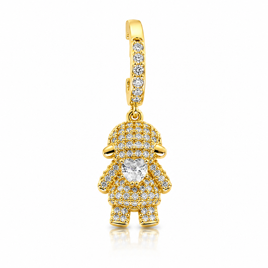 Semijoia Pingente Menina Cravejado 25mm Banho Ouro 18k