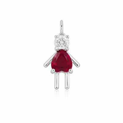 Semijoia Pingente Filho (A) Rosa Pink Com Zircônia 19mm Banho Ródio