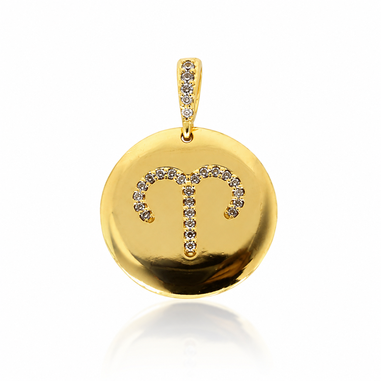 Semijoia Pingente Signo Áries Cravejado 20mm Banho Ouro 18K