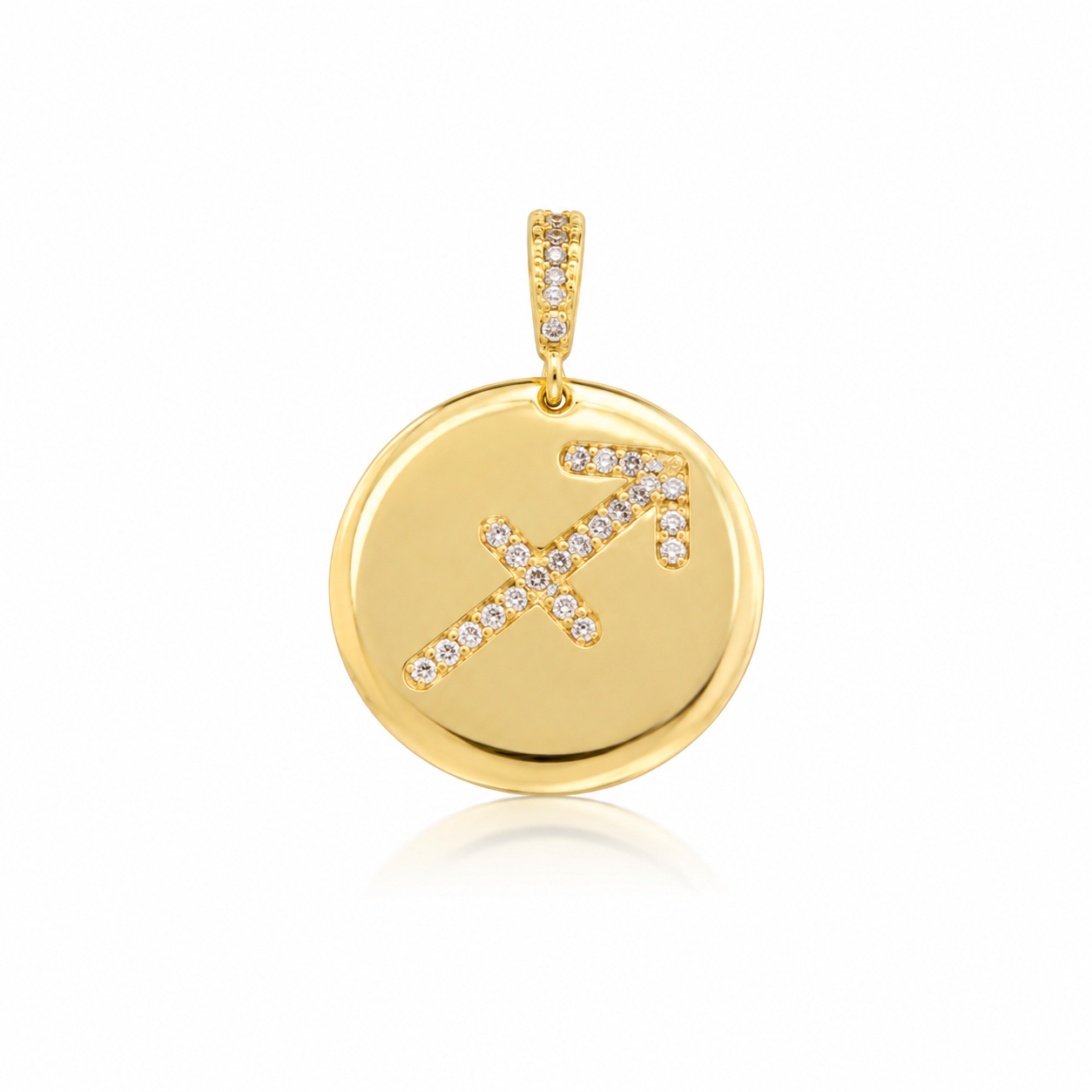 Semijoia Pingente Signo Sagitário Cravejado 20mm Banho Ouro 18K