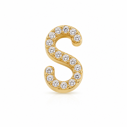 Semijoia Pingente Letra (S) Mini Cravejado 10mm Banho Ouro 18K