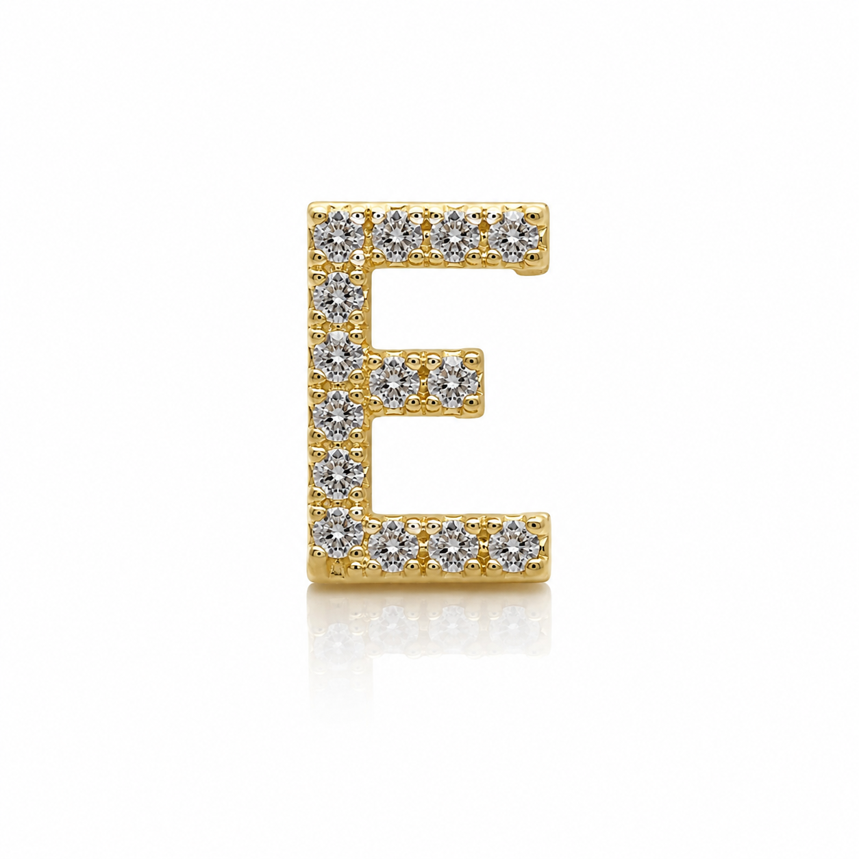 Semijoia Pingente Letra (E) Mini Cravejado 10mm Banho Ouro 18K