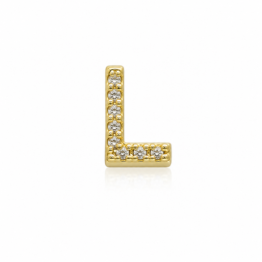 Semijoia Pingente Letra (L) Mini Cravejado 10mm Banho Ouro 18K