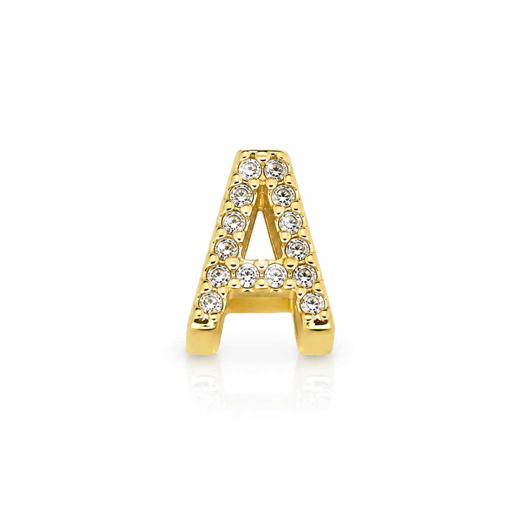 Semijoia Pingente Letra (A) Mini Cravejado 10mm Banho Ouro 18K