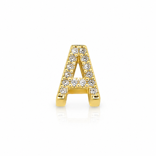 Semijoia Pingente Letra (A) Mini Cravejado 10mm Banho Ouro 18K