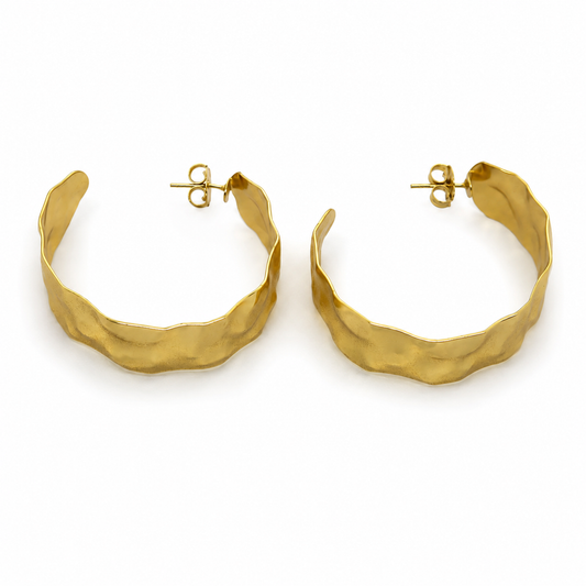 Semijoia Brinco Argola Orgânica 40mm Banho Ouro 18K