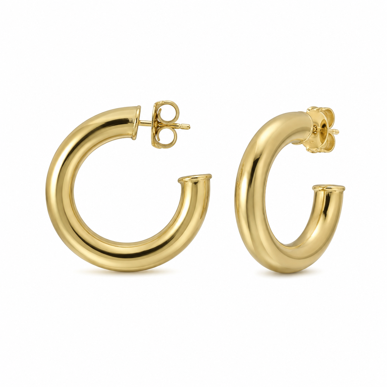 Semijoia Brinco Argola Tubo 29mm Banho Ouro 18K