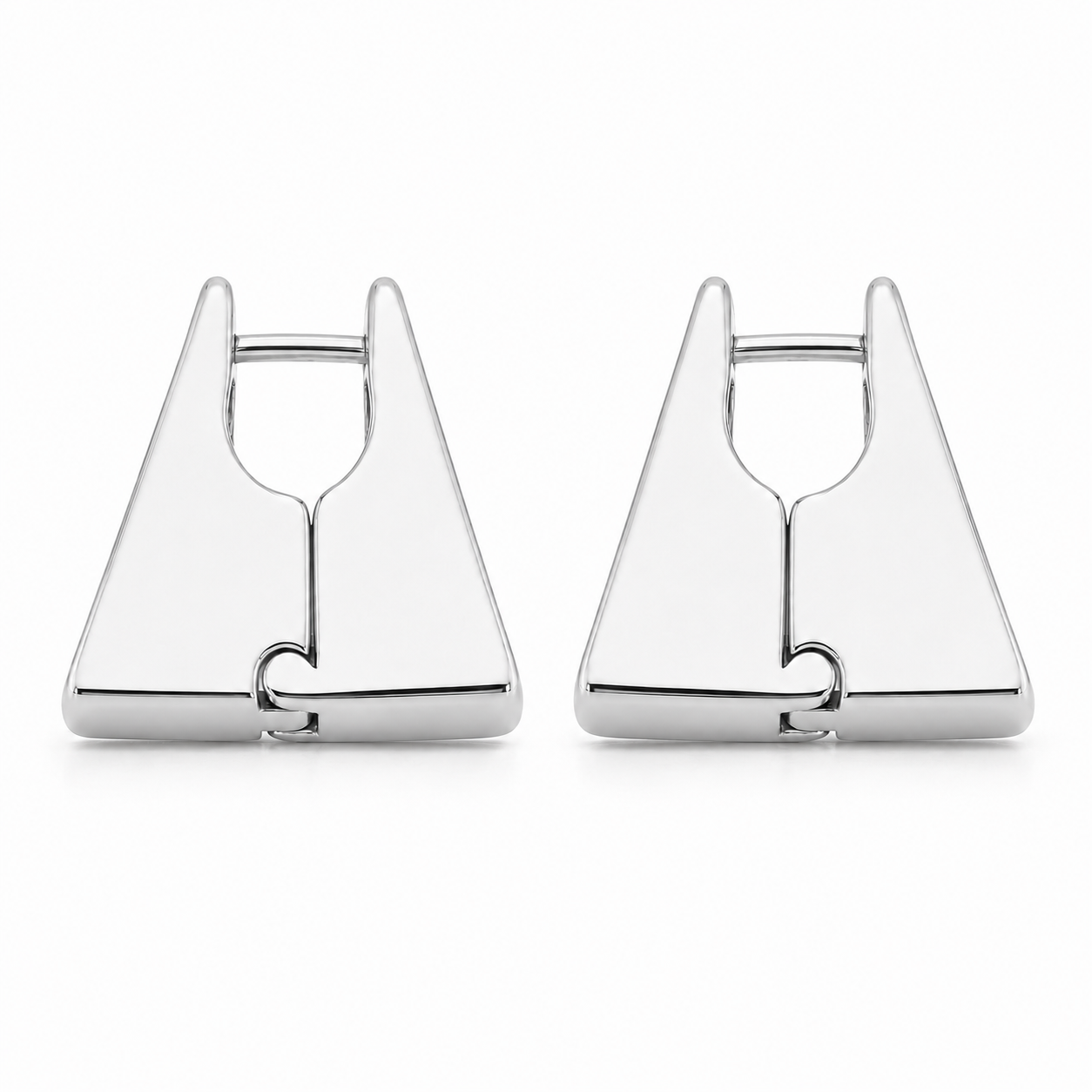 Semijoia Brinco Trapézio Pequeno 5mm 18mm Banho Ródio