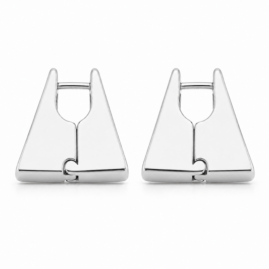 Semijoia Brinco Trapézio Pequeno 5mm 18mm Banho Ródio