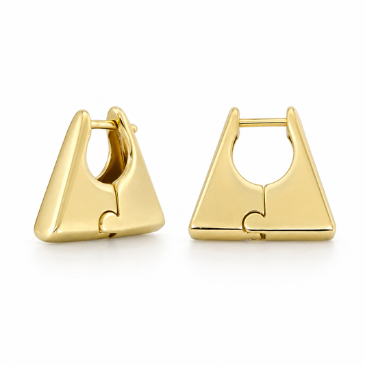 Semijoia Brinco Trapézio Pequeno 5mm 18mm Banho Ouro 18K