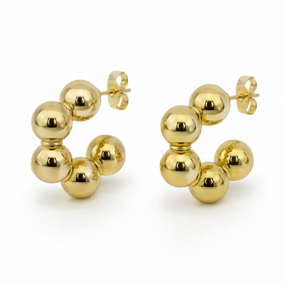 Semijoia Brinco Argola Bolas Maxi 9mm 26mm Banho Ouro 18K