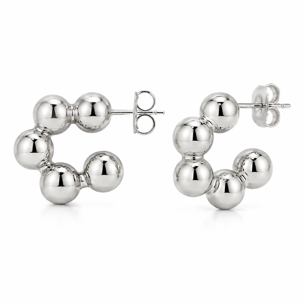 Semijoia Brinco Argola Bolas Maxi 9mm 26mm Banho Ródio