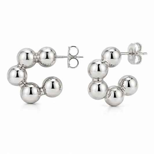 Semijoia Brinco Argola Bolas Maxi 9mm 26mm Banho Ródio