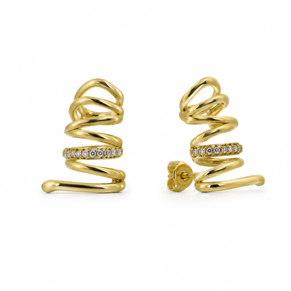 Semijoia Brinco Ear Cuff Grande Com Zircônia 35mm Banho Ouro 18K