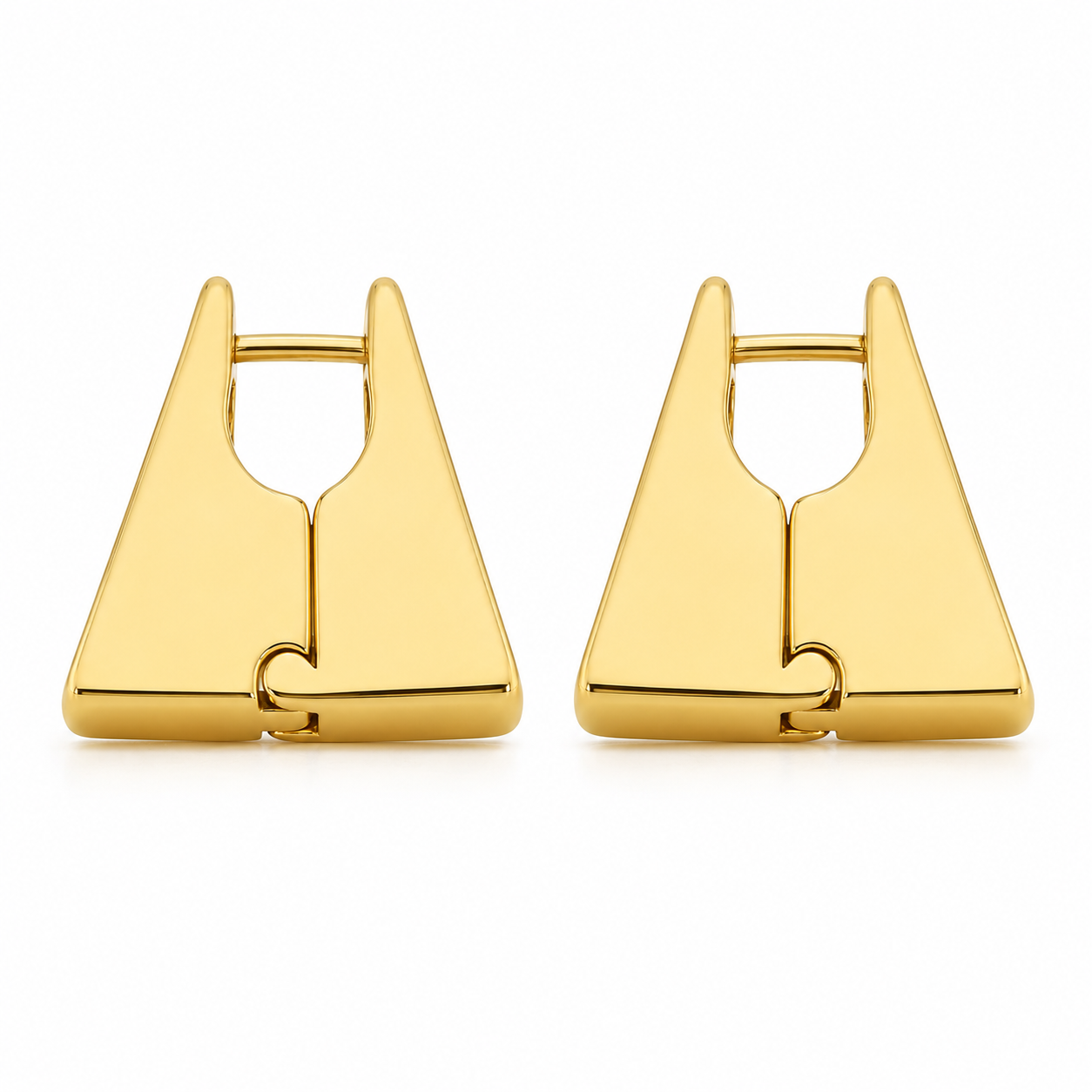 Semijoia Brinco Trapézio Grande 5mm 22mm Banho Ouro 18K
