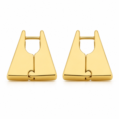 Semijoia Brinco Trapézio Grande 5mm 22mm Banho Ouro 18K