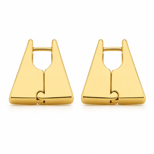 Semijoia Brinco Trapézio Grande 5mm 22mm Banho Ouro 18K
