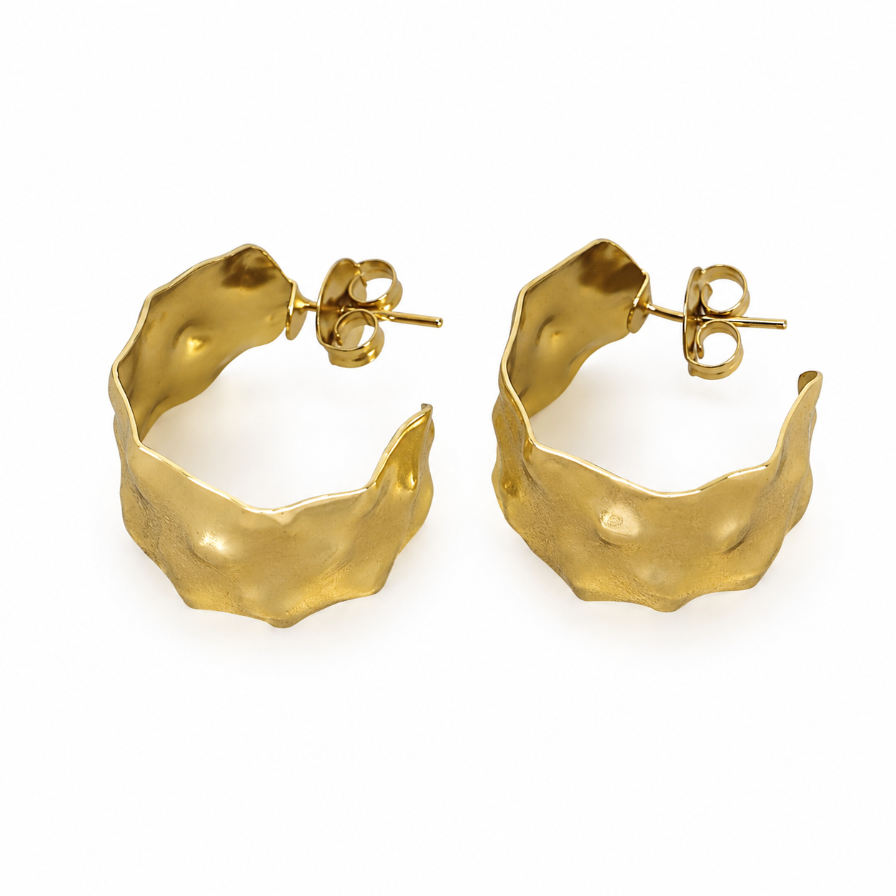 Semijoia Brinco Argola Orgânica 25mm Banho Ouro 18K