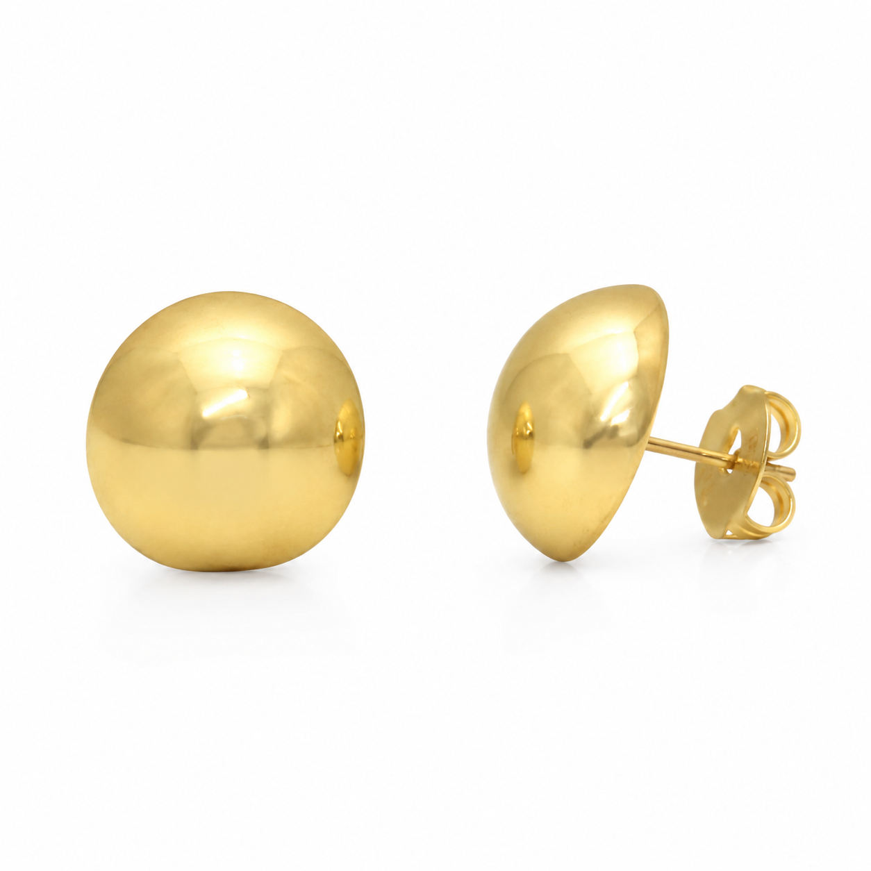 Semijoia Brinco Botão 17mm Banho Ouro 18K