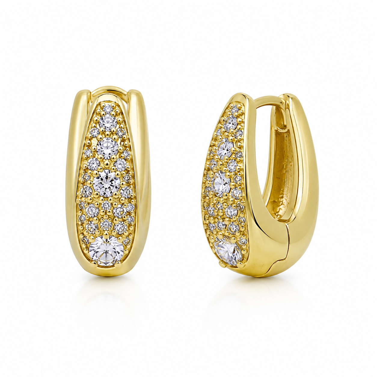 Semijoia Brinco Argola Cravejada 20mm Banho Ouro 18K