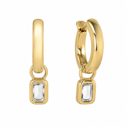 Semijoia Brinco Argola Pingente Acqua 25mm Banho Ouro 18K