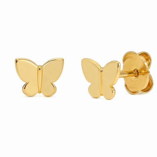 Semijoia Brinco Borboleta 10mm Banho Ouro 18K