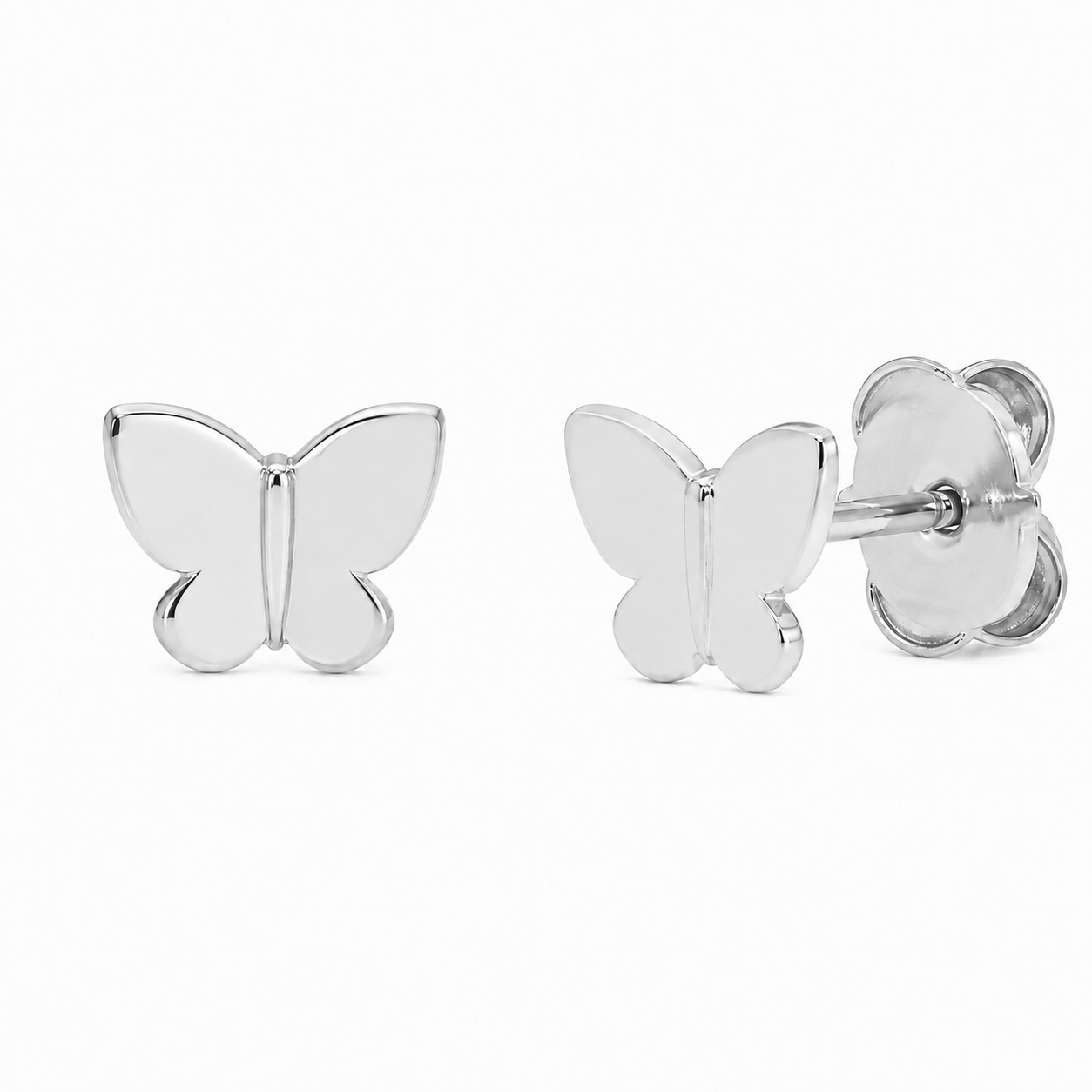 Semijoia Brinco Borboleta 10mm Banho Ródio