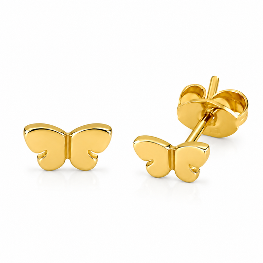 Semijoia Brinco Borboleta 8mm Banho Ouro 18K
