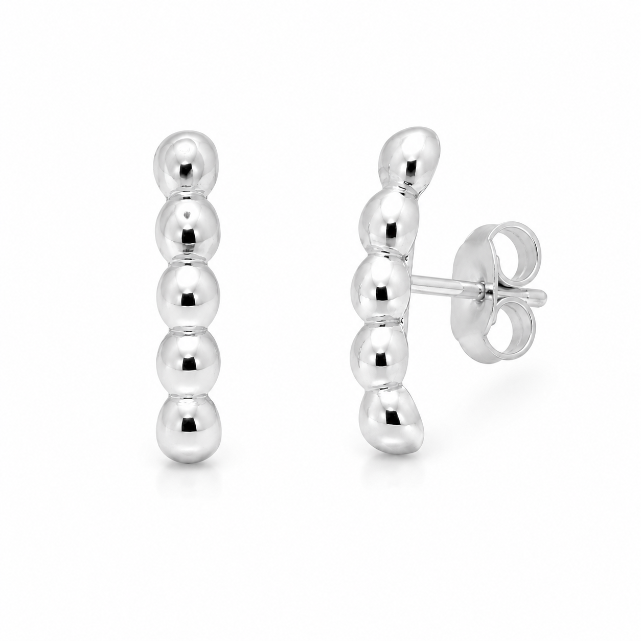 Semijoia Brinco Ear Cuff Bolinhas 23mm Banho Ródio