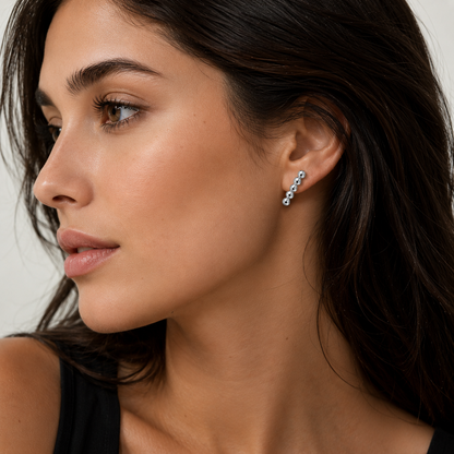 Semijoia Brinco Ear Cuff Bolinhas 23mm Banho Ródio