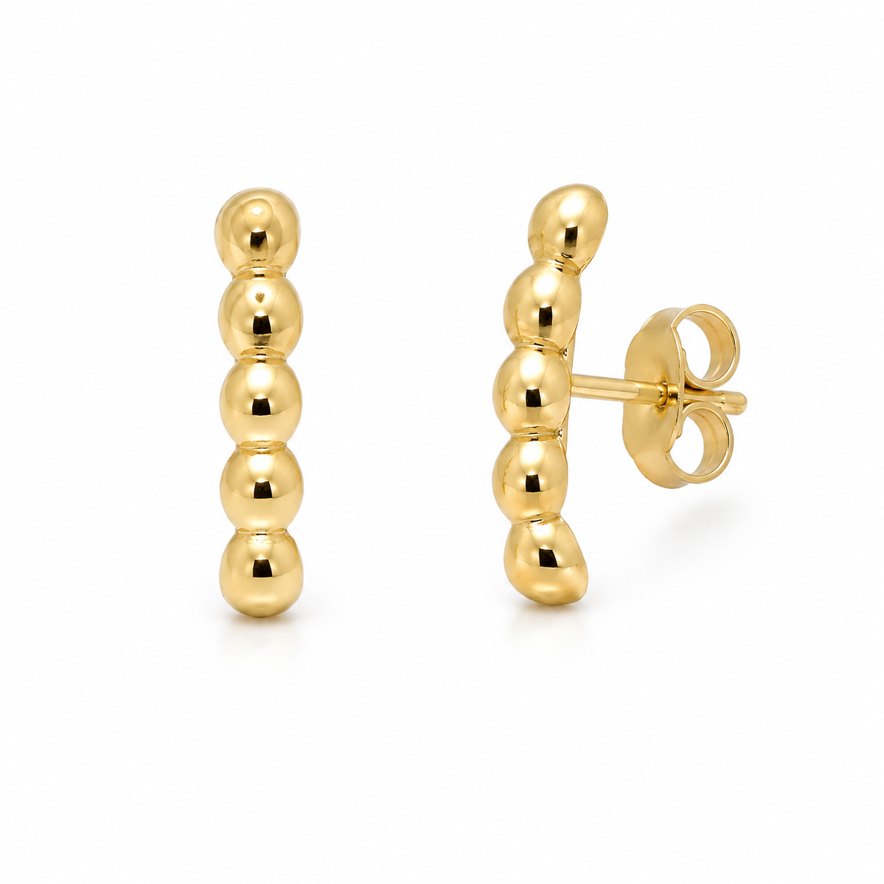 Semijoia Brinco Ear Cuff Bolinhas 23mm Banho Ouro 18K