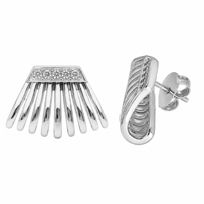 Semijoia Brinco Ear Cuff Multi Argolinhas Com Zirônia 19mm Banho Ródio