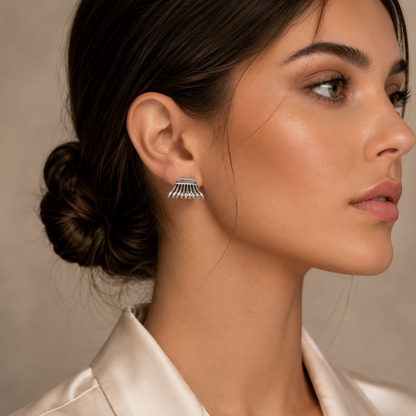 Semijoia Brinco Ear Cuff Multi Argolinhas Com Zirônia 19mm Banho Ródio