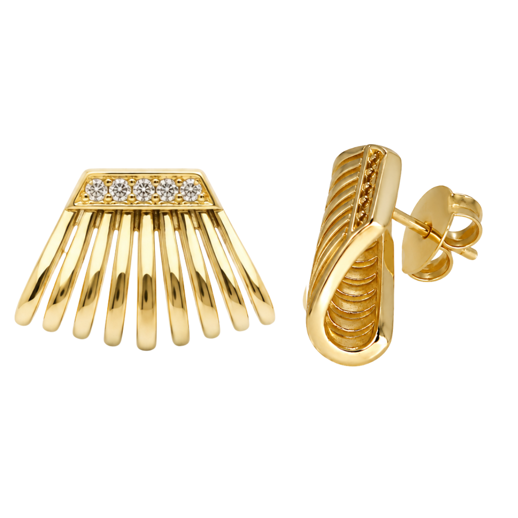 Semijoia Brinco Ear Cuff Multi Argolinhas Com Zirônia 19mm Banho Ouro 18K