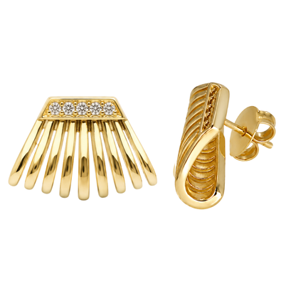 Semijoia Brinco Ear Cuff Multi Argolinhas Com Zirônia 19mm Banho Ouro 18K