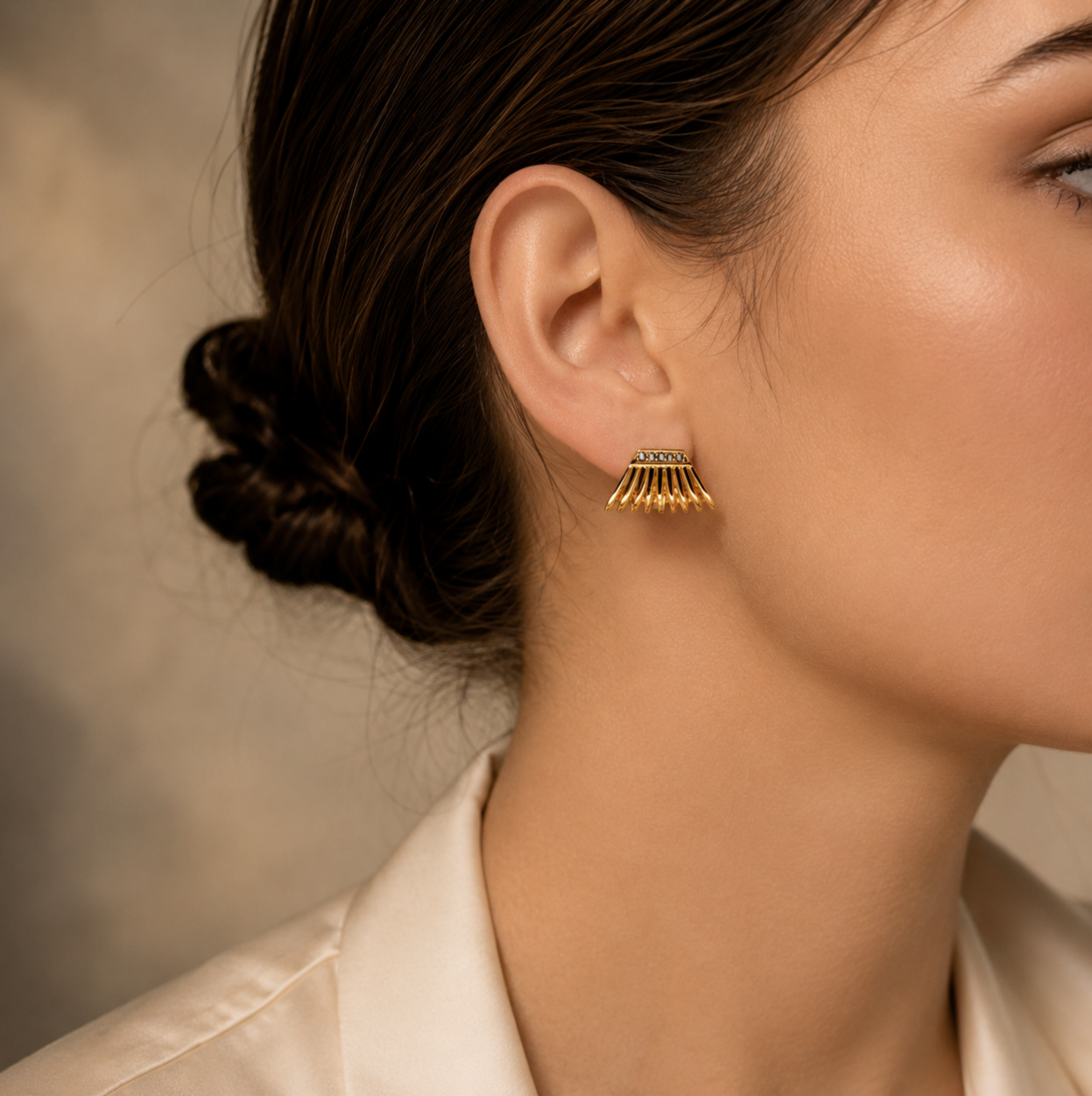 Semijoia Brinco Ear Cuff Multi Argolinhas Com Zirônia 19mm Banho Ouro 18K